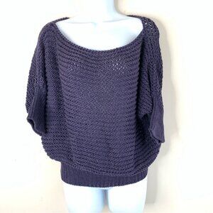 Sisley Knit Sweater Top Pullover 3/4 length sleeve Crochet Purple y2k 2000s